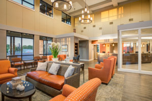 the large interior of a new modern dental office that was designed by Dr. Mark Tholen