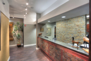 the receptionist desk of a new modern luxury dental office