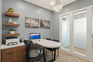 interior of a dental office consultation room remodeled by Dr. Mark Tholen