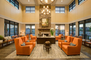 the beautiful interior of a newly redesigned modern dental office